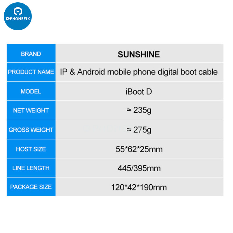 SUNSHINE Android iPhone Control Boot Power Supply Test Cable