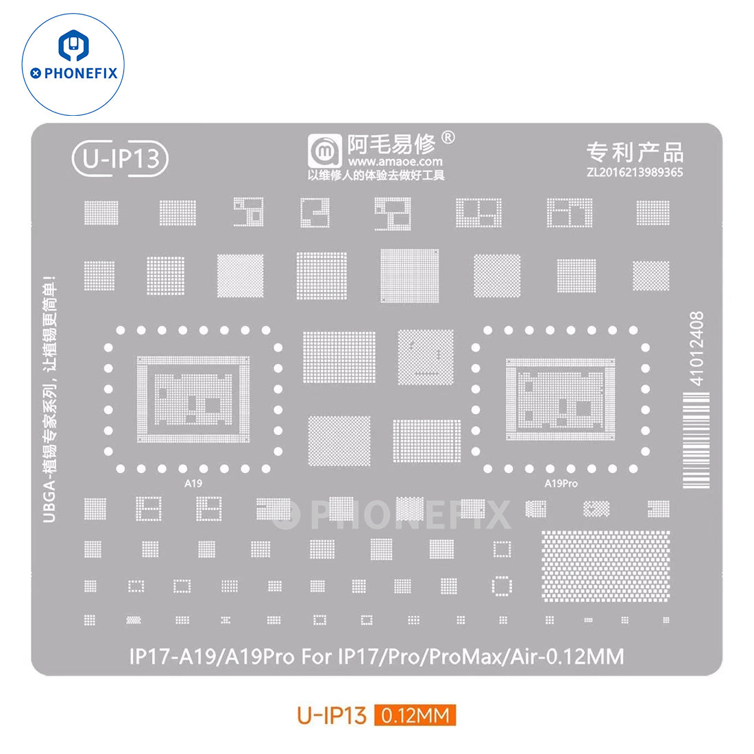 Amaoe BGA Reballing Stencil With CPU Position For iPhone A8-A19