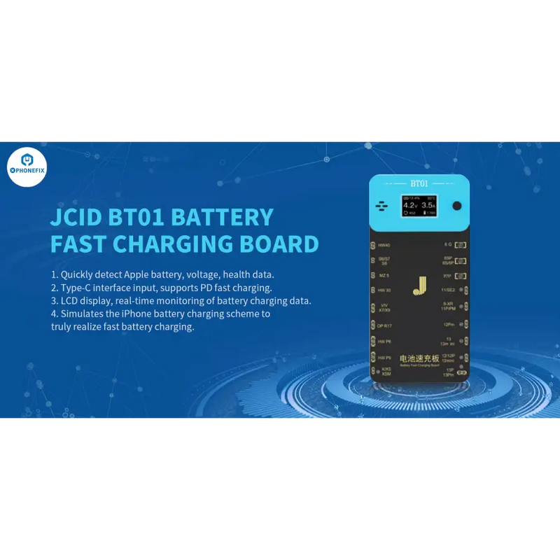 JCID BT01 Battery Fast Charging Board With Display For