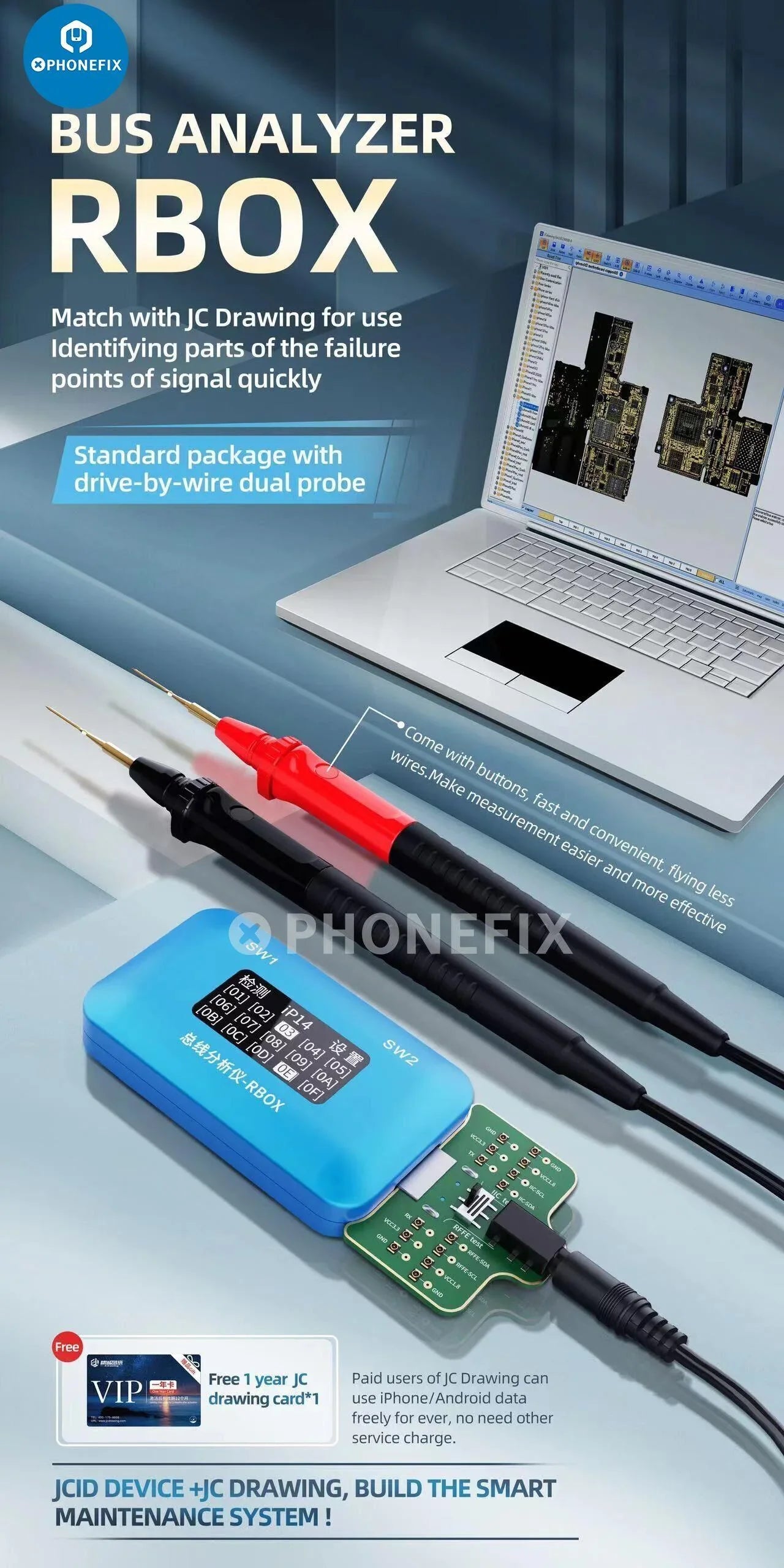 JC-ID RBOX Bus Analyzer Phone Signal Faults Detection Repair Tool
