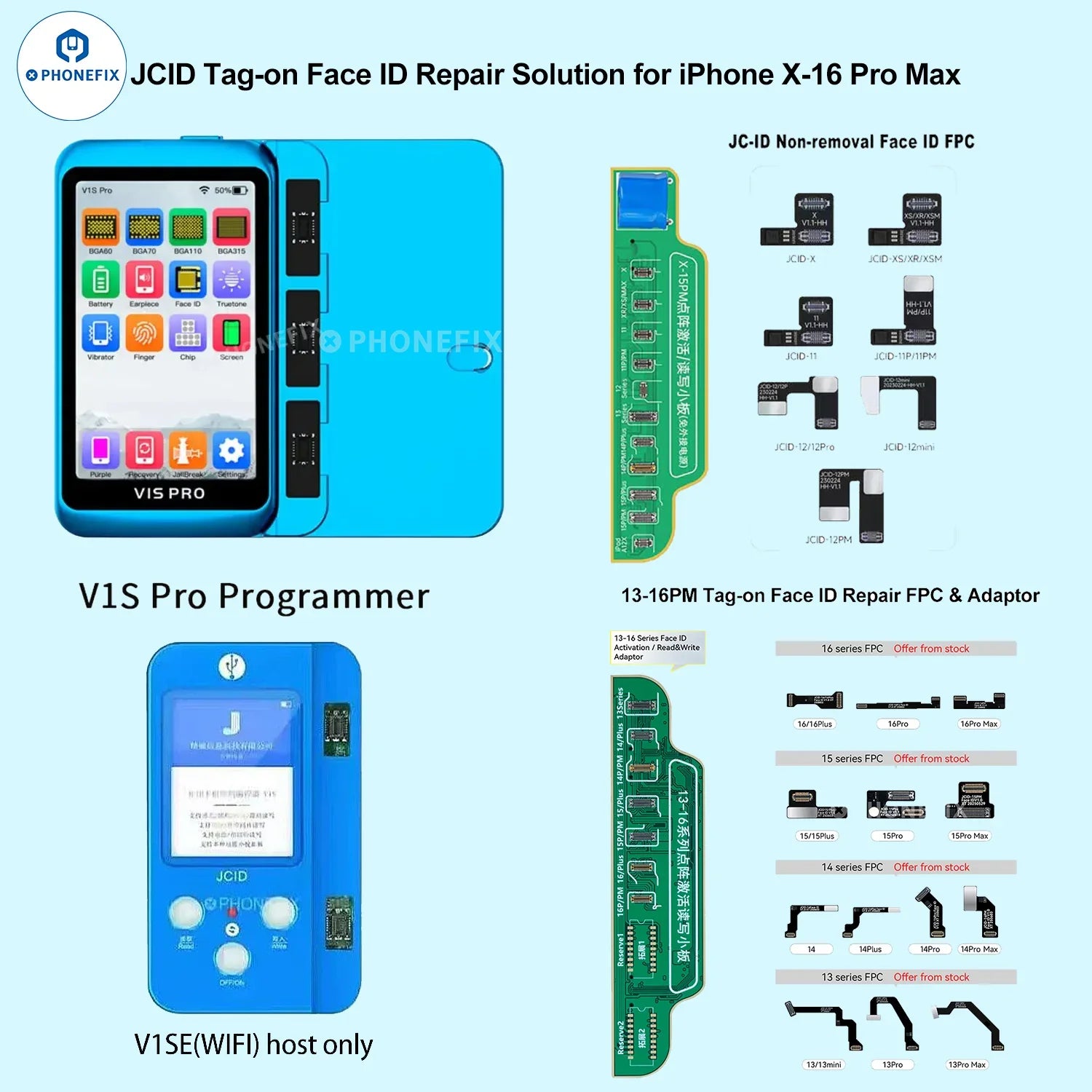 JCID iPhone 13-16 Face ID Repair Tag-on FPC & Activation Board