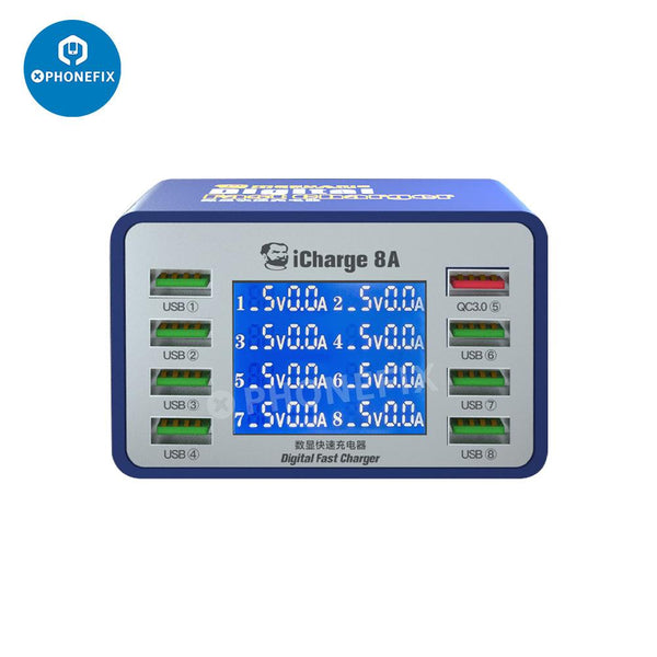 Mechanic iCharge 8A/8C Digital Fast Charger With 8 Charging Ports - CHINA PHONEFIX