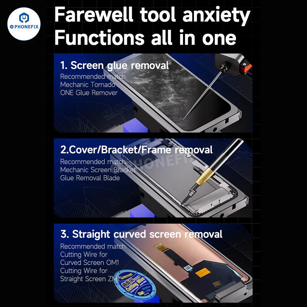MECHANIC Elite One Phone Flat, Curved, and Folding Screen Separator Pre-heating Station for smartphone repair.