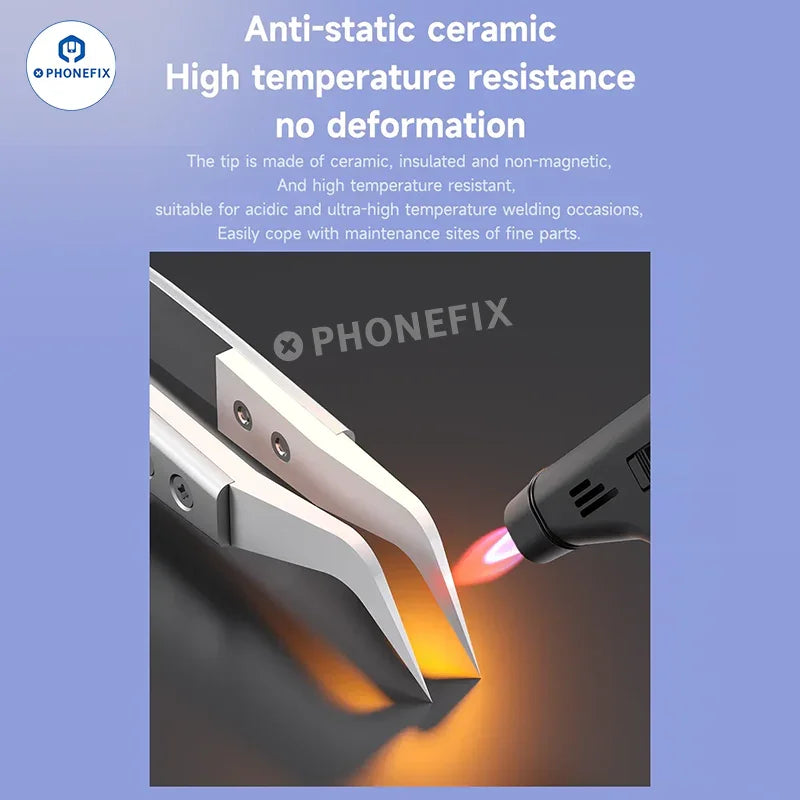 Pinzas cerámicas MECHANIC para soldadura de puentes en PCB, herramienta de precisión para la manipulación de componentes electrónicos y trabajos con placas de circuitos impresos.