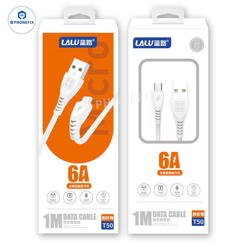 6A Fast Charging Data Cable Micro Type-C Lightning for iPhone Android