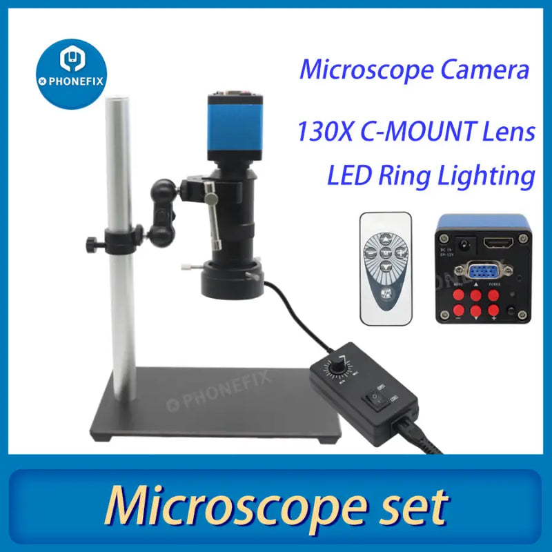 Microscope Set Industrial Camera 130X Lens Magic Arm Super