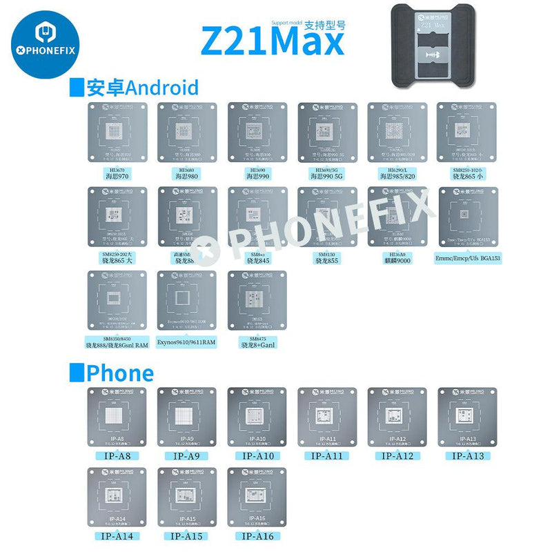 MIJING Z21 MAX CPU Reballing Stencil Station For iPhone Android - CHINA PHONEFIX