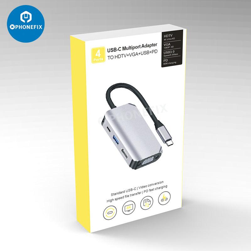 Multiport Type C USB 3.0 Adapter Hub Expander For MacBook Laptop PC