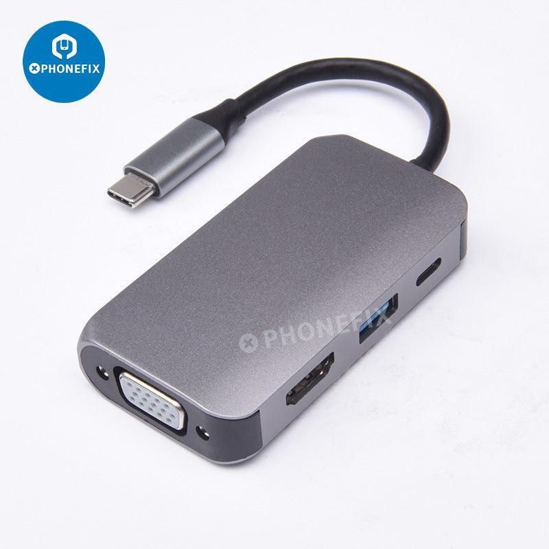 PHONEFIX Multiport Type-C USB 3.0 Adapter Hub for MacBook and PC, with multiple ports for easy device connectivity.