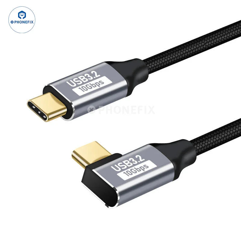 Cable de extensión digital USB 3.1 Gen2 recto y en ángulo para accesorios USB, de la marca PHONEFIX, que se muestra con conectores.