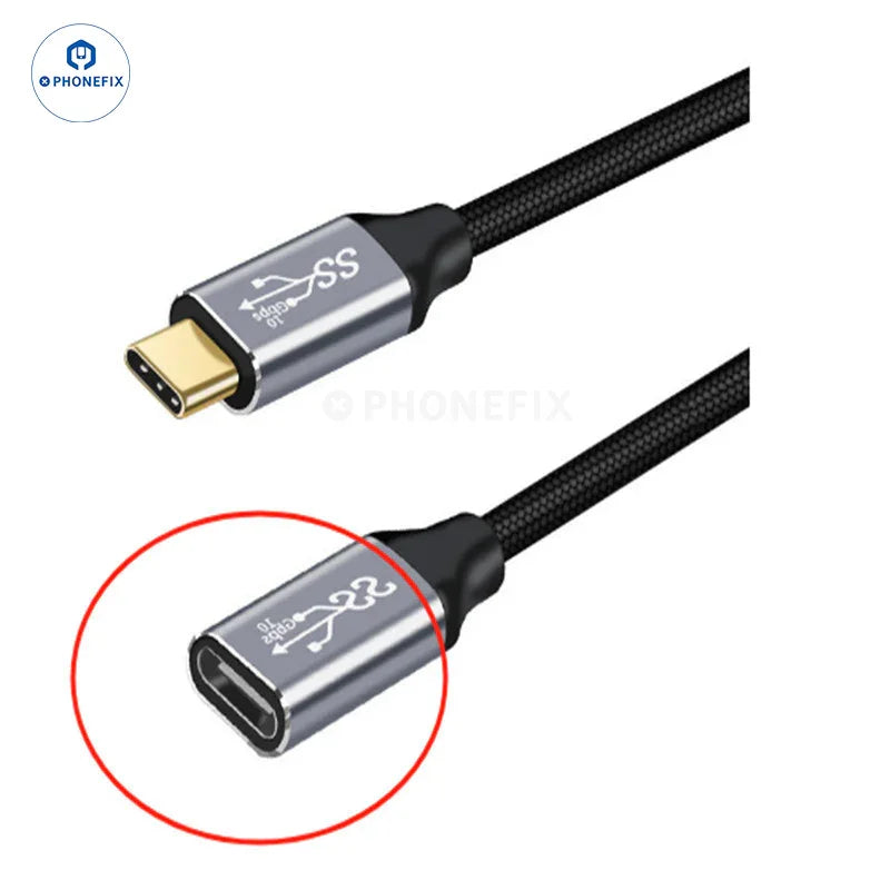 Cable de extensión USB 3.1 Gen2 recto y acodado para dispositivos USB, 1 metro, de la marca PHONEFIX, ideal para conectividad digital.