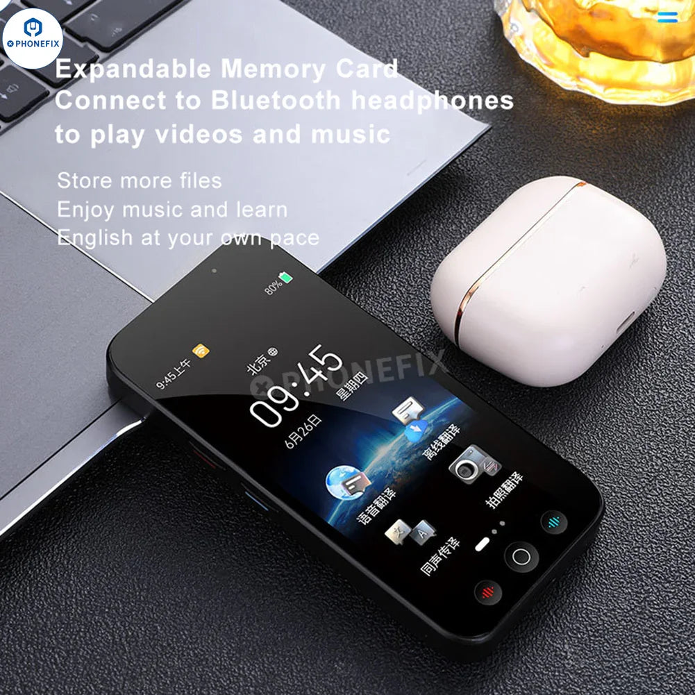 Auriculares con traductor de voz inteligente PHONEFIX GPT-4.0 con IA para traducción de fotos, accesorio 3C con diseño elegante y altavoces integrados.