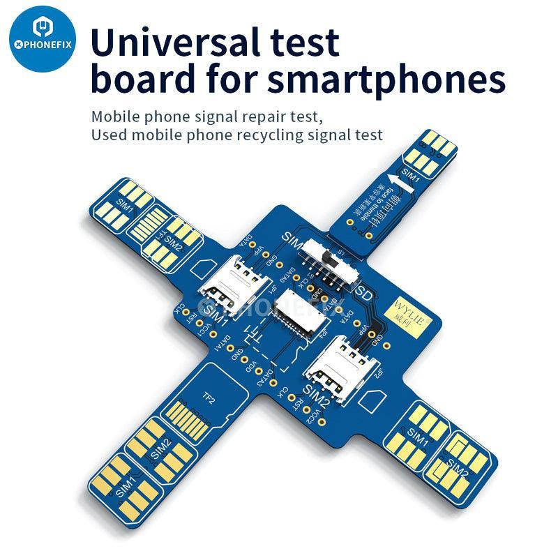 WYLIE universal smartphone signal test board for iPhone and Android, 3C accessories by PHONEFIX, used for testing signal connectivity.