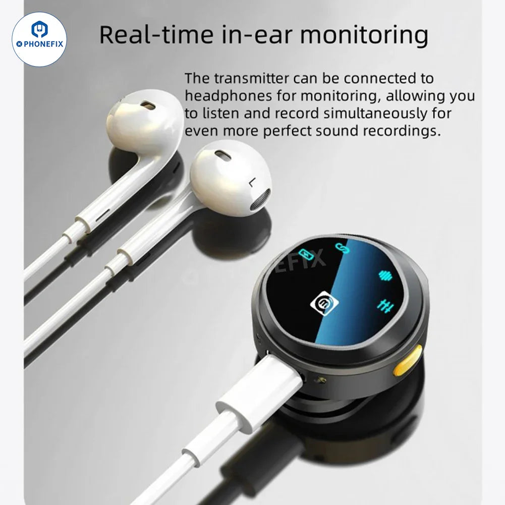 Wireless microphone for live video recording by PHONEFIX, compact 3C accessories with microphone and receiver in black.