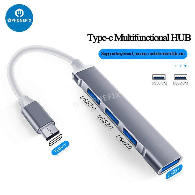USB 3.0 port hub expander for phone and PC, PHONEFIX 3-in-1 2/3/4-in-1 3C accessories for fast data transfer