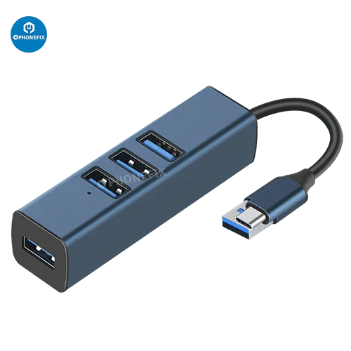 PHONEFIX 3C Accessories multi USB port hub with 2-foot cable, ideal for phone and PC fast data transfer.