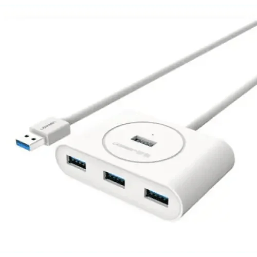 PHONEFIX 4-port USB 3.0 hub station with OTG extension cable, ideal for connecting multiple devices to smartphones or computers.