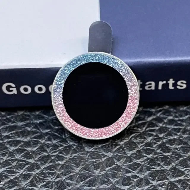 Colorful bling diamond camera lens protector cover for iPhone 13, 12 Mini, 11 Pro, by PHONEFIX, back glass replacement with decorative design.