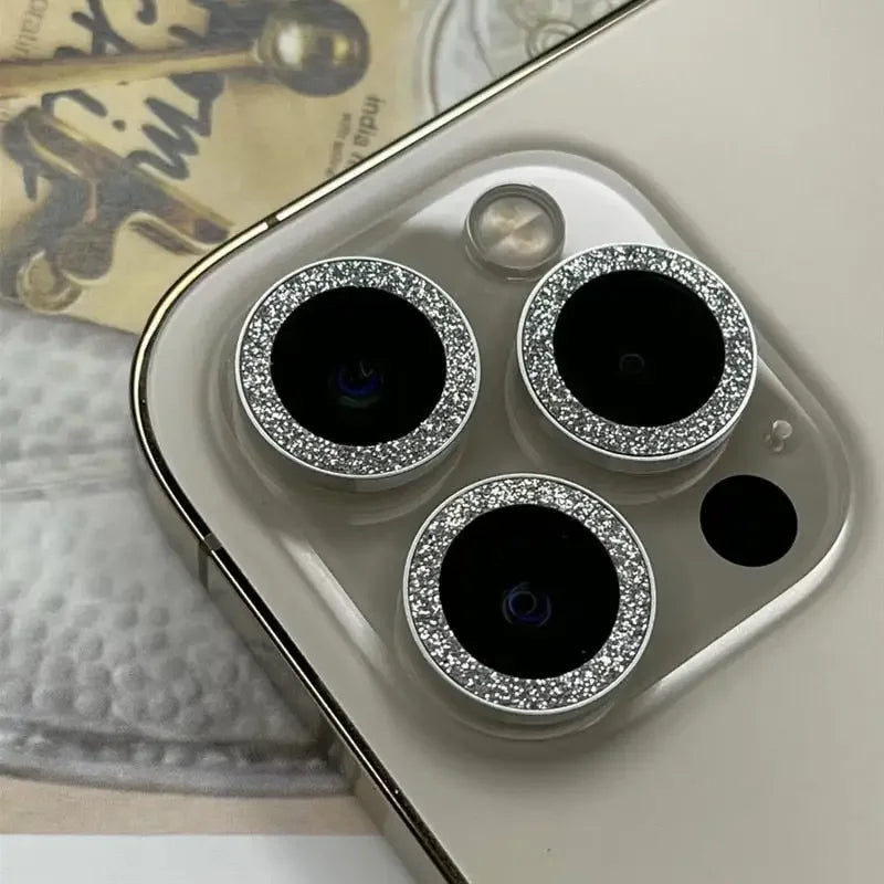 Colorful bling diamond camera lens protector cover for iPhone 13, 12 Mini, 11 Pro back glass replacement by PHONEFIX.