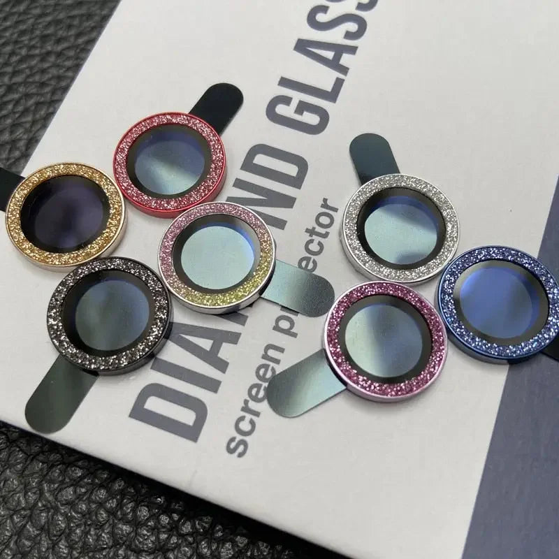 Colorful bling diamond camera lens protector cover for iPhone 13, 12 Mini, 11 Pro, back glass replacement by PHONEFIX.