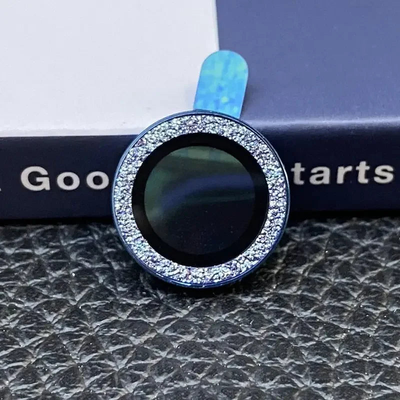 Colorful bling diamond camera lens protector cover for iPhone 13, 12 Mini, and 11 Pro back glass replacement by PHONEFIX.