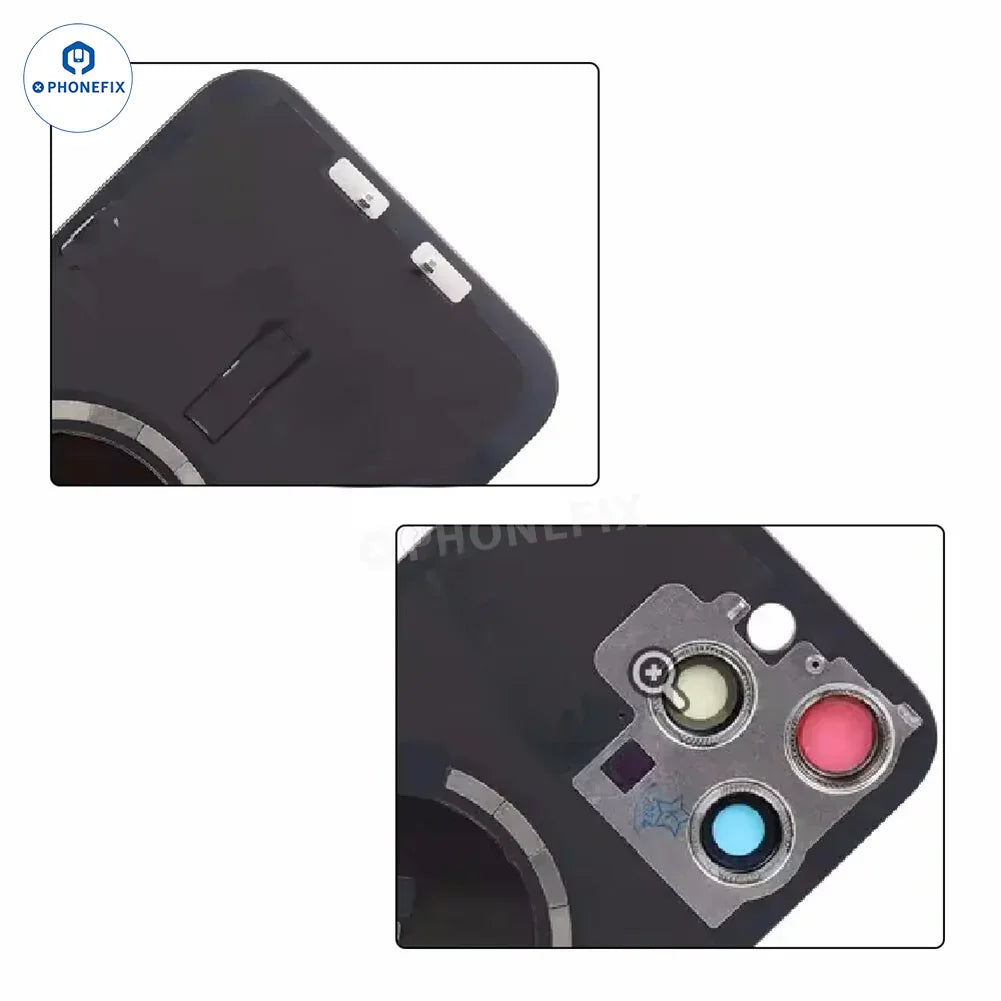 iPhone 14-16 Pro Max back cover glass replacement with MagSafe magnet, PHONEFIX brand, showing the rear glass and magnetic area
