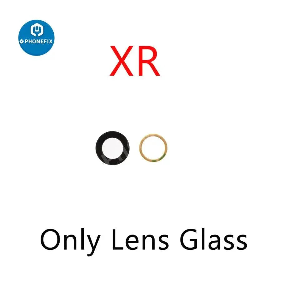 Rear camera lens glass cover for iPhone, replacement back glass for iPhone camera by PHONEFIX, with clear reflection and smooth edges.