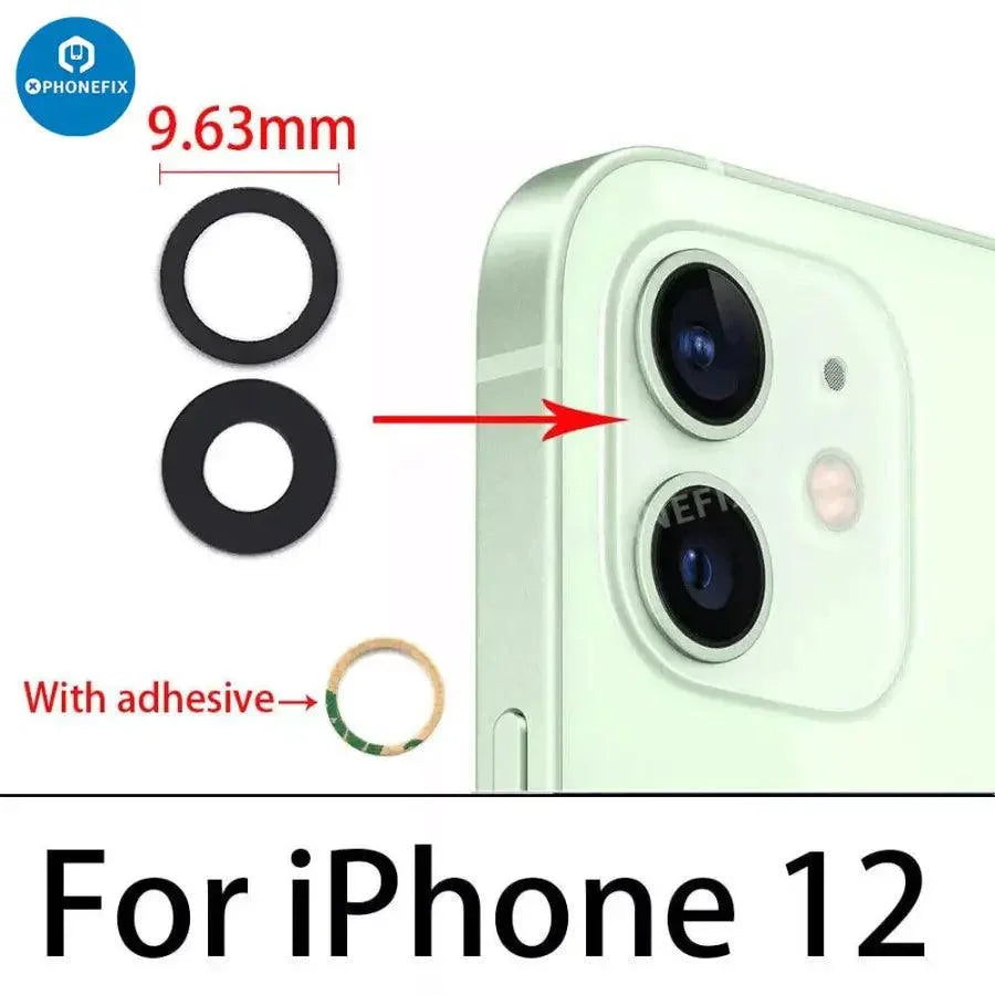 Rear camera lens glass cover for iPhone, back glass replacement by PHONEFIX, designed for camera protection and clarity.
