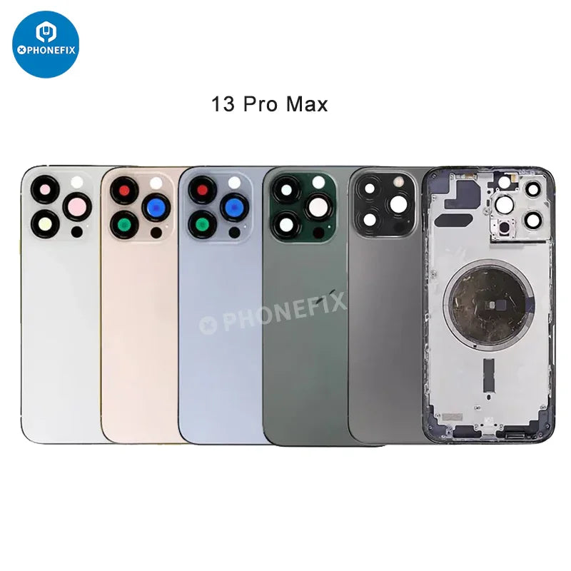 PHONEFIX iPhone back housing with battery frame, replacement back glass cover and frame for iPhone repair.