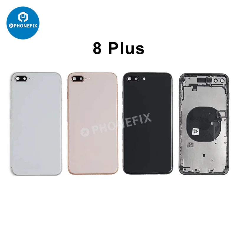iPhone 8 Plus back housing with battery frame, replacement back glass for PHONEFIX iPhone repair parts
