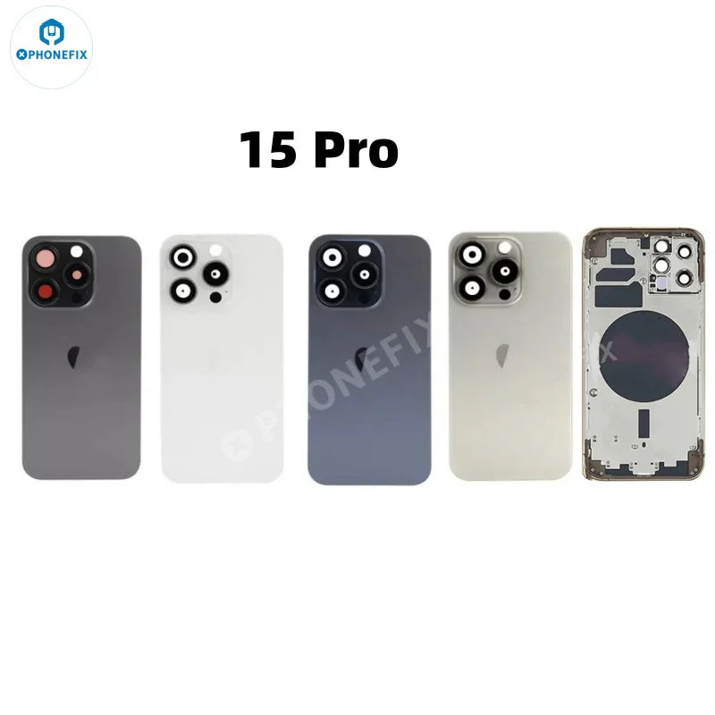 PHONEFIX iPhone back housing with battery frame, replacement back glass and frame for iPhone models, visible in the image