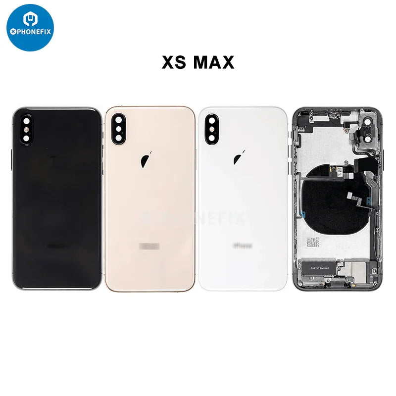 PHONEFIX iPhone back cover rear housing full assembly with replacement back glass, showcasing the sleek, durable design.