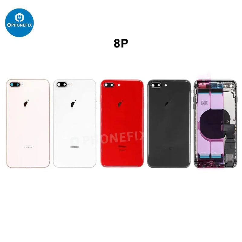 PHONEFIX iPhone back cover rear housing with glass replacement, showing the full assembly and sleek rear design.