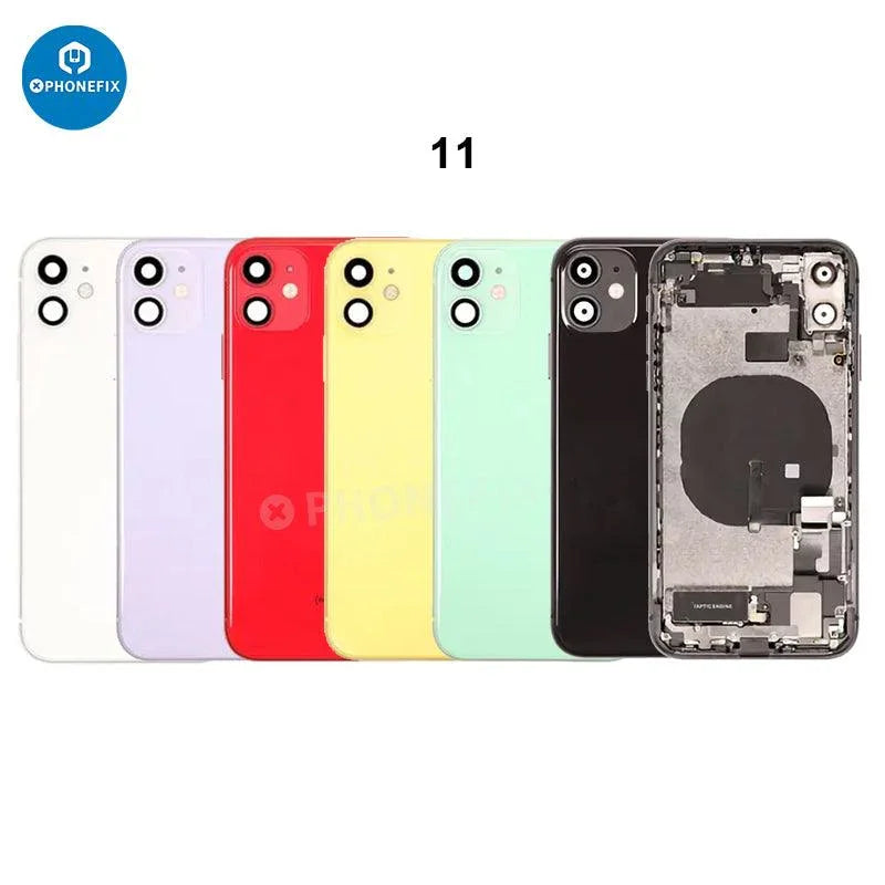 PHONEFIX iPhone back cover rear housing with glass replacement, showing the full assembly and sleek design.