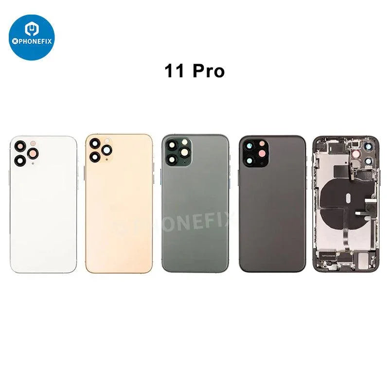 iPhone 11 Pro back cover replacement with glass rear housing, showing the full assembly in a natural view.
