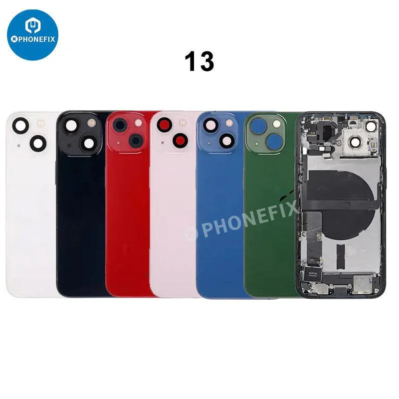 PHONEFIX iPhone rear housing back glass replacement, full assembly for back cover repair, includes back glass and housing.