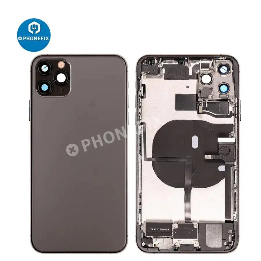 PhoneFix gold back glass cover replacement for iPhone 11 Pro Max, full assembly with rear glass and frame.