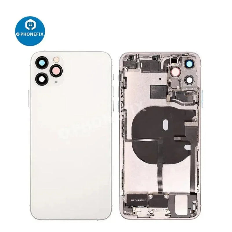 Gold back glass replacement for iPhone 11 Pro Max by PHONEFIX, showing the full assembly with a sleek, polished finish.