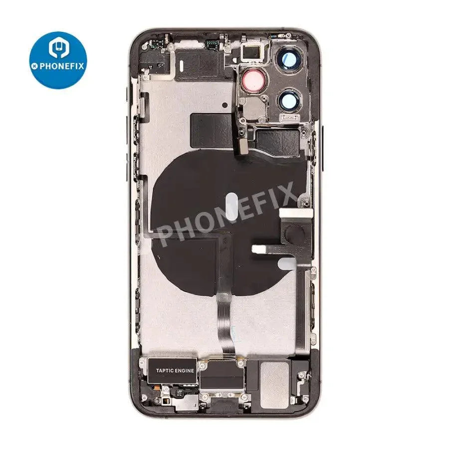 Gold back glass full assembly replacement for iPhone 11 Pro, showing the PHONEFIX brand back cover with smooth glass finish.
