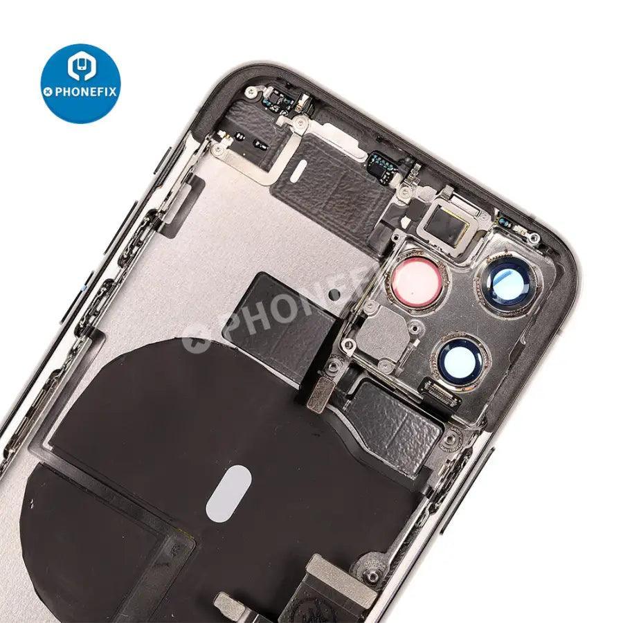 PhoneFix iPhone 11 Pro back cover with gold glass, full assembly replacement showing the rear view of the phone.