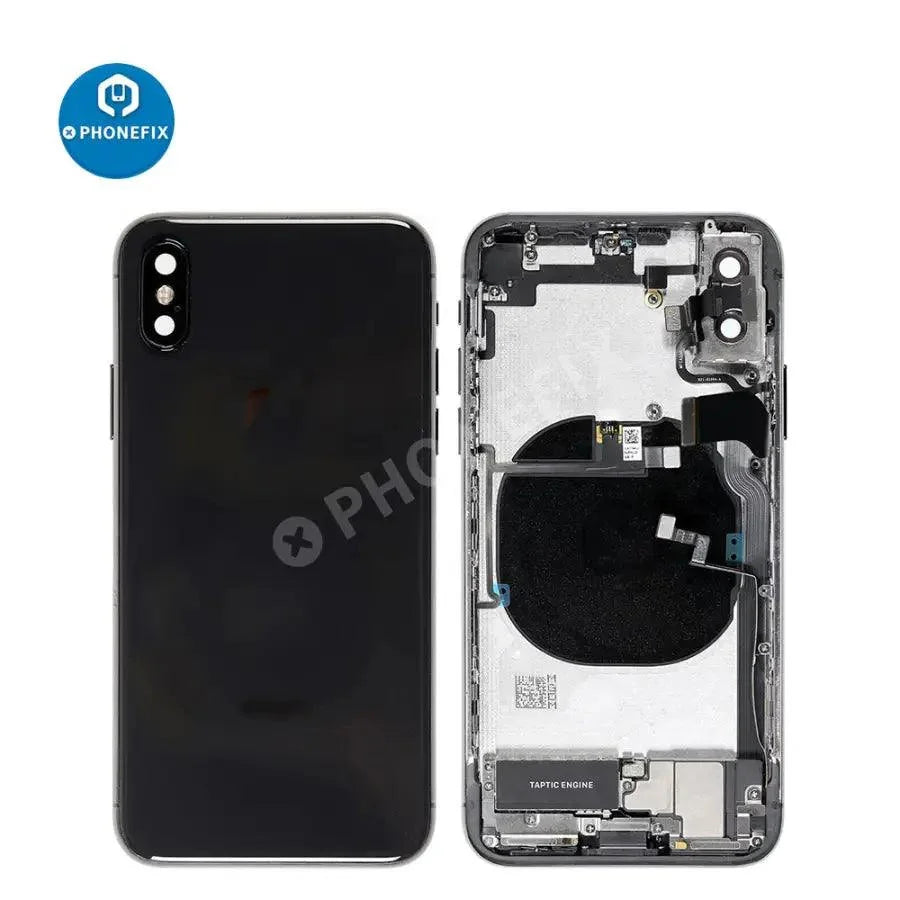 PHONEFIX gold back glass replacement for iPhone XS, full assembly showing a sleek, durable rear cover with precise fit.