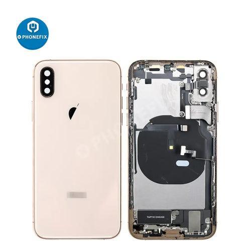 PhoneFIX gold back glass assembly replacement for iPhone XS, showing the full rear cover with a sleek finish.