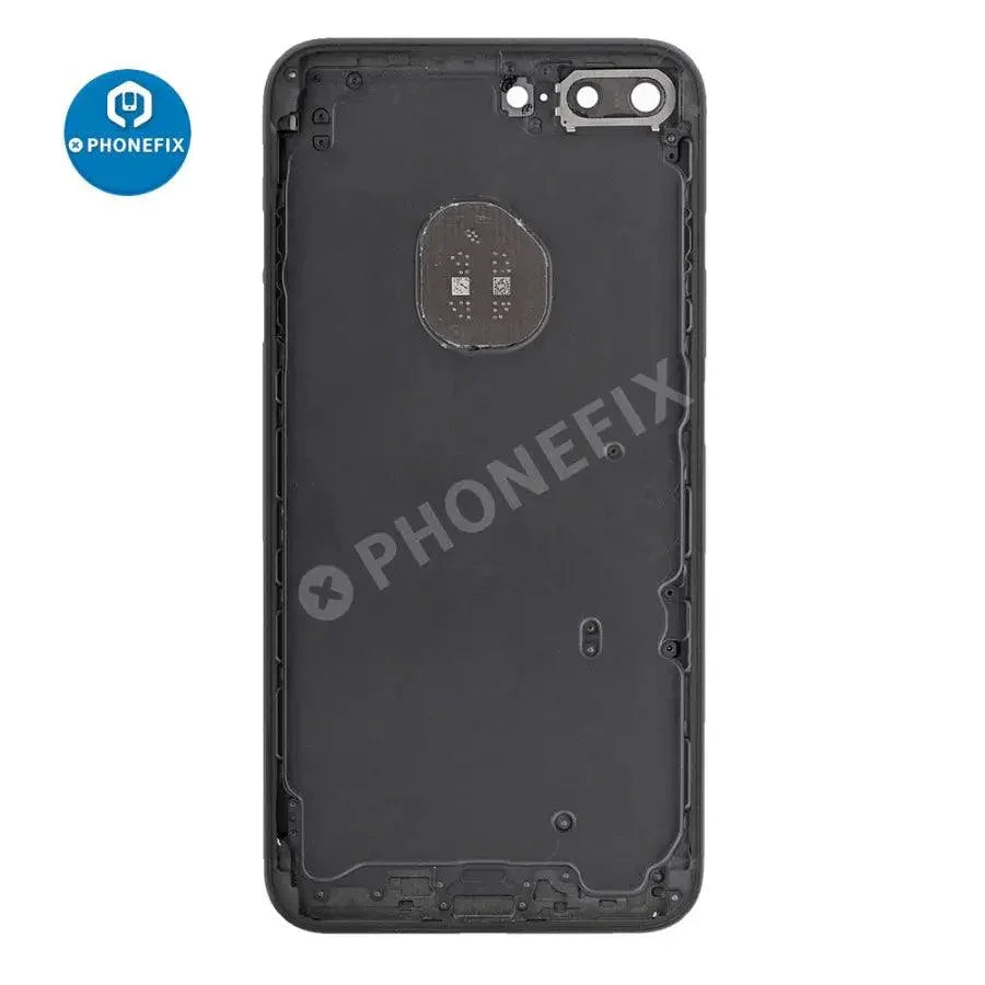 Red back glass replacement for iPhone 7 Plus by PHONEFIX, showing the new glass cover on the phone's back.