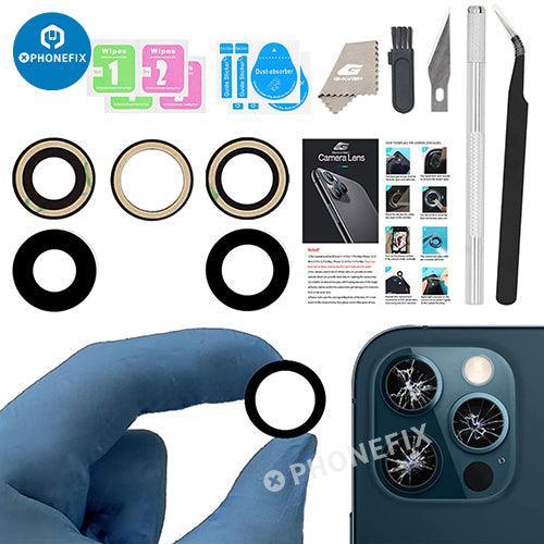 PHONEFIX back camera lens replacement tool kit for iPhone 12, 13, 14 Pro Max, includes tools for back glass repair.