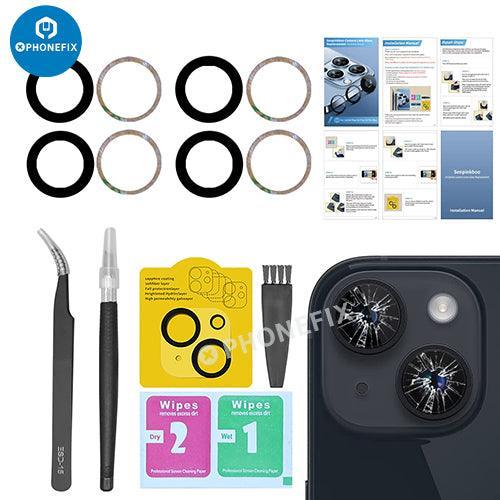 PHONEFIX back camera lens replacement tool kit for iPhone 12, 13, 14 Pro Max, includes tools for back glass replacement.