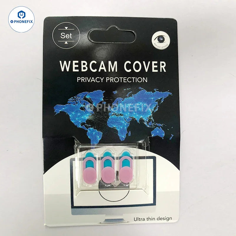 PhoneFIX webcam cover privacy protection slide on phone back glass replacement, preventing camera access when not in use.