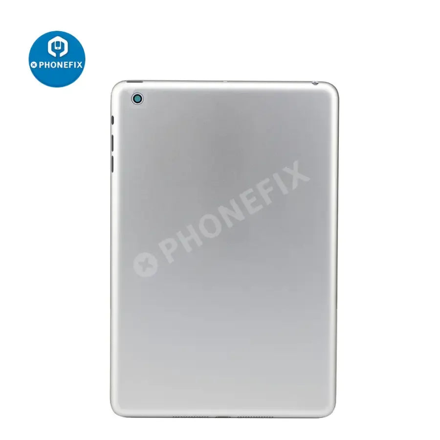iPad Mini 2 WiFi version back cover replacement with new glass, showing the repaired back panel for PHONEFIX.