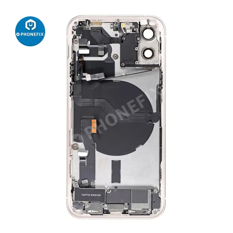 Black iPhone 12 back glass replacement full assembly by PHONEFIX, showing the rear cover for repair or replacement.