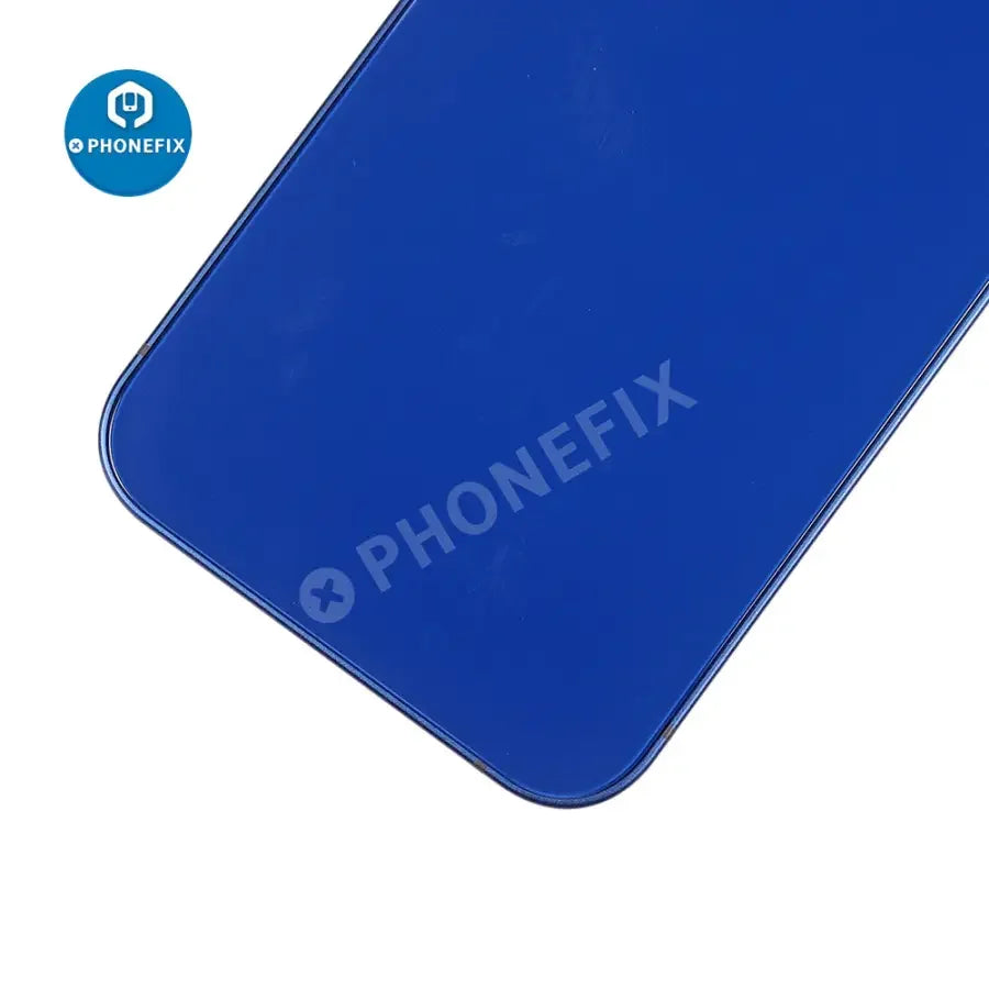 Black PHONEFIX iPhone 12 back glass cover, full assembly replacement for rear phone repair.