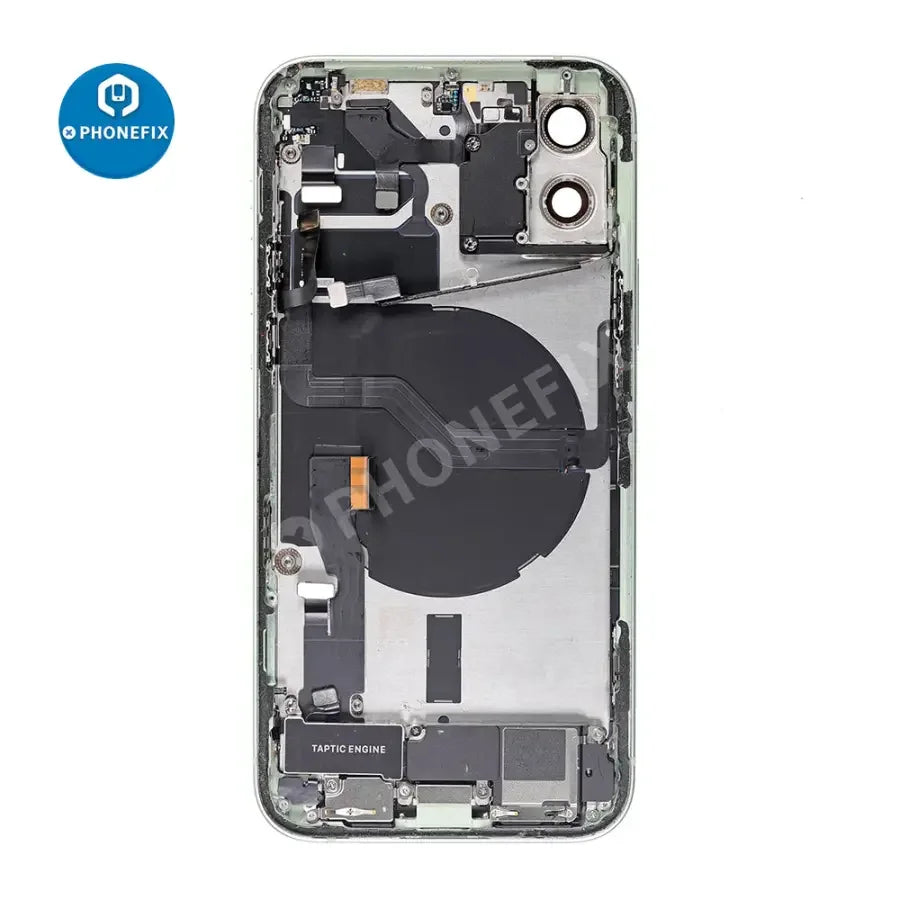 Black back glass cover for iPhone 12, PHONEFIX full assembly replacement for back cover repair.